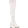 imageAllegra K Womens Glitter Boots Round Toe Chunky Heel Over the Knee High BootsWhite