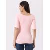 imageAllegra K Womens Half Sleeves Scoop Neck Fitted Layering Top Soft TShirtLight Pink