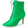 imageAllegra K Womens Lace Up Boots Pointed Toe Stiletto Heel Ankle BootsGrass Green