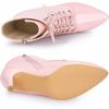 imageAllegra K Womens Lace Up Boots Pointed Toe Stiletto Heel Ankle BootsPink