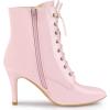 imageAllegra K Womens Lace Up Boots Pointed Toe Stiletto Heel Ankle BootsPink