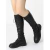 imageAllegra K Womens Lace Up Round Toe Lug Sole Boots Flat Low Heel Knee High BootsBlack