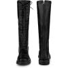 imageAllegra K Womens Lace Up Round Toe Lug Sole Boots Flat Low Heel Knee High BootsBlack