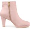 imageAllegra K Womens Low Platform Side Zip Buckle Chunky High Heel Ankle BootiesDust Pink
