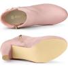 imageAllegra K Womens Low Platform Side Zip Buckle Chunky High Heel Ankle BootiesDust Pink