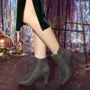 imageAllegra K Womens Low Platform Side Zip Buckle Chunky High Heel Ankle BootiesGrey
