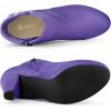 imageAllegra K Womens Low Platform Side Zip Buckle Chunky High Heel Ankle BootiesPurple