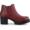 imageAllegra K Womens Lug Sole Chunky Heel Chelsea Ankle BootsBurgundy