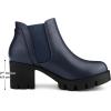 imageAllegra K Womens Lug Sole Chunky Heel Chelsea Ankle BootsNavy Blue