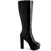 imageAllegra K Womens Patent Leather Platform Gogo Boots Chunky Heel Knee High BootsBlack