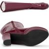 imageAllegra K Womens Patent Leather Platform Gogo Boots Chunky Heel Knee High BootsBurgundy