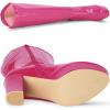 imageAllegra K Womens Patent Leather Platform Gogo Boots Chunky Heel Knee High BootsHot Pink