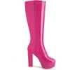imageAllegra K Womens Patent Leather Platform Gogo Boots Chunky Heel Knee High BootsHot Pink