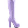 imageAllegra K Womens Patent Leather Platform Gogo Boots Chunky Heel Knee High BootsPurple