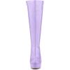 imageAllegra K Womens Patent Leather Platform Gogo Boots Chunky Heel Knee High BootsPurple