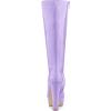 imageAllegra K Womens Patent Leather Platform Gogo Boots Chunky Heel Knee High BootsPurple