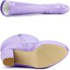 imageAllegra K Womens Patent Leather Platform Gogo Boots Chunky Heel Knee High BootsPurple