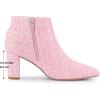 imageAllegra K Womens Plaid Pointed Toe Chunky Heels Ankle BootsPink