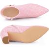 imageAllegra K Womens Plaid Pointed Toe Chunky Heels Ankle BootsPink