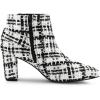 imageAllegra K Womens Plaid Pointed Toe Chunky Heels Ankle BootsWhite Black
