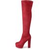 imageAllegra K Womens Platform Block Heel Over Knee High BootsRed