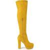 imageAllegra K Womens Platform Block Heel Over Knee High BootsYellow