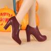 imageAllegra K Womens Platform Round Toe Chunky Heelss Ankle BootiesBurgundy