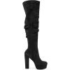 imageAllegra K Womens Platform Round Toe Zipper Slouch Heel Over the Knee Thigh High BootsBlack
