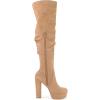 imageAllegra K Womens Platform Round Toe Zipper Slouch Heel Over the Knee Thigh High BootsKhaki