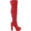 imageAllegra K Womens Platform Round Toe Zipper Slouch Heel Over the Knee Thigh High BootsRed