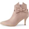 imageAllegra K Womens Point Toe Bow Stiletto Heel Ankle BootsDust Pink