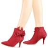 imageAllegra K Womens Point Toe Bow Stiletto Heel Ankle BootsRed