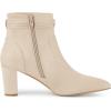 imageAllegra K Womens Pointed Toe Block Heel Zipper Ankle BootsBeige