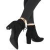 imageAllegra K Womens Pointed Toe Block Heel Zipper Ankle BootsBlack