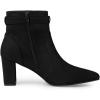 imageAllegra K Womens Pointed Toe Block Heel Zipper Ankle BootsBlack
