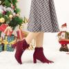 imageAllegra K Womens Pointed Toe Block Heel Zipper Ankle BootsBurgundy