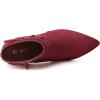 imageAllegra K Womens Pointed Toe Block Heel Zipper Ankle BootsBurgundy