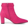 imageAllegra K Womens Pointed Toe Block Heel Zipper Ankle BootsHot Pink