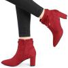 imageAllegra K Womens Pointed Toe Block Heel Zipper Ankle BootsRed