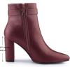 imageAllegra K Womens Pointed Toe Buckle Decor Heel Ankle BootiesBurgundy