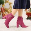 imageAllegra K Womens Pointed Toe Buckle Decor Heel Ankle BootiesHot Pink