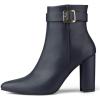 imageAllegra K Womens Pointed Toe Buckle Decor Heel Ankle BootiesNavy Blue