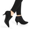 imageAllegra K Womens Pointed Toe Kitten Heel Cutout Ankle BootsBlack