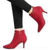 imageAllegra K Womens Pointed Toe Side Zip Stiletto Heel Ankle BootiesRed