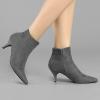 imageAllegra K Womens Pointed Toe Zip Stiletto Kitten Heel Ankle BootiesGrey