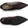 imageAllegra K Womens Pointy Toe Zipper Buckle Decor Kitten Heels Ankle BootsCoffee