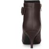 imageAllegra K Womens Pointy Toe Zipper Buckle Decor Kitten Heels Ankle BootsCoffee
