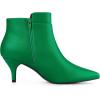 imageAllegra K Womens Pointy Toe Zipper Buckle Decor Kitten Heels Ankle BootsGreen