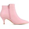 imageAllegra K Womens Pointy Toe Zipper Buckle Decor Kitten Heels Ankle BootsPink