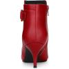 imageAllegra K Womens Pointy Toe Zipper Buckle Decor Kitten Heels Ankle BootsRed